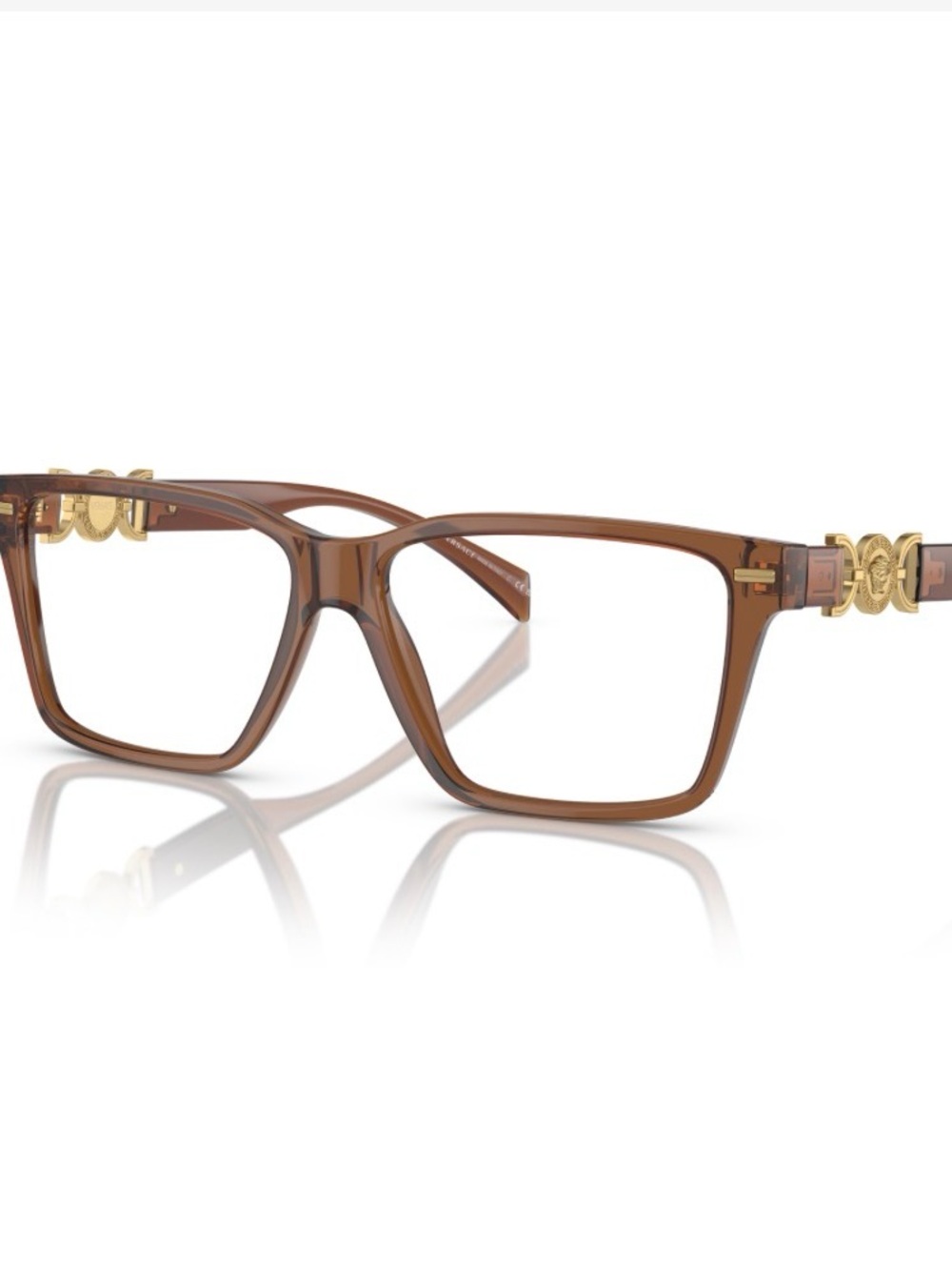 Versace Brown Acetate Women's Eyeglasses with Gold Medusa Accent